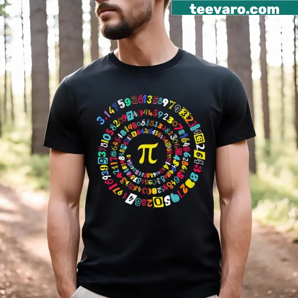 Funny Pi Day t-shirt with spiral Pi graphic