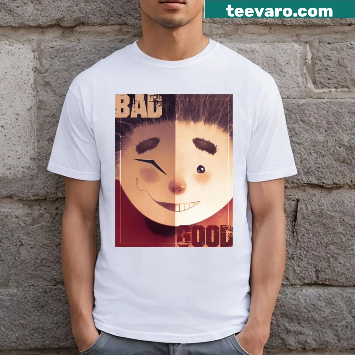 T-shirt featuring the phrase 'Good And Bad The Two Sides Of The Coin' — on a men's t-shirt