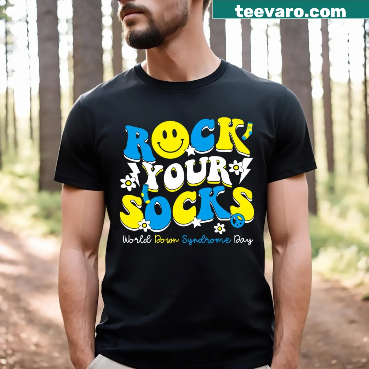 Kid's T-shirt for Down Syndrome Awareness Day featuring 'Rock Your Socks' — on a men's t-shirt