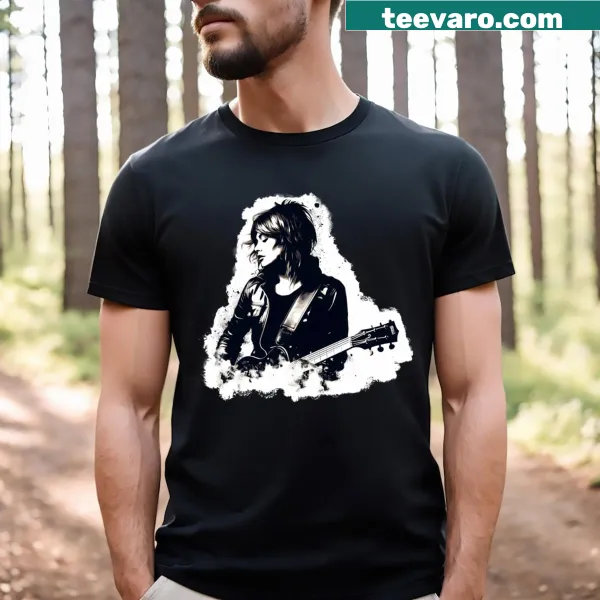 Graphic of a guitar player on a T-shirt