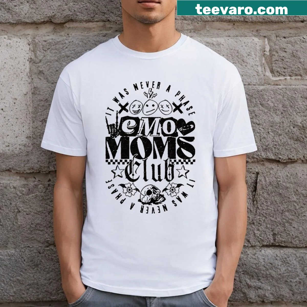 Emo-themed T-shirt for moms with the phrase 'It Was Never A Phase' — on a men's t-shirt