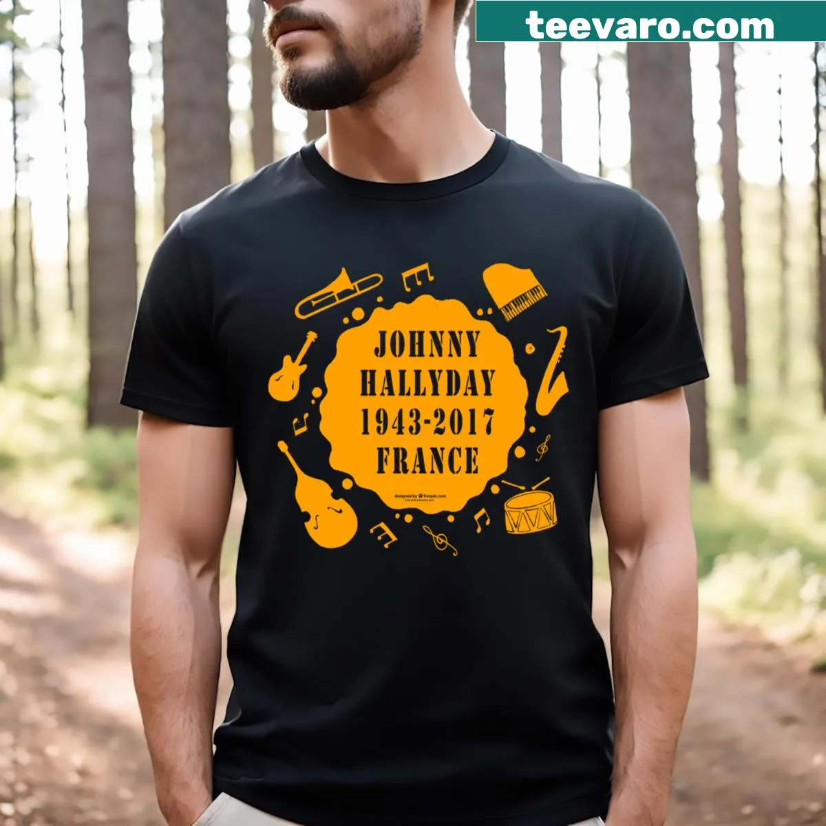 Vintage T-shirt celebrating Johnny Hallyday's music legacy — on a men's t-shirt