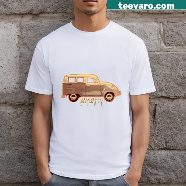 Abstract typography t-shirt with a creative mishmash design