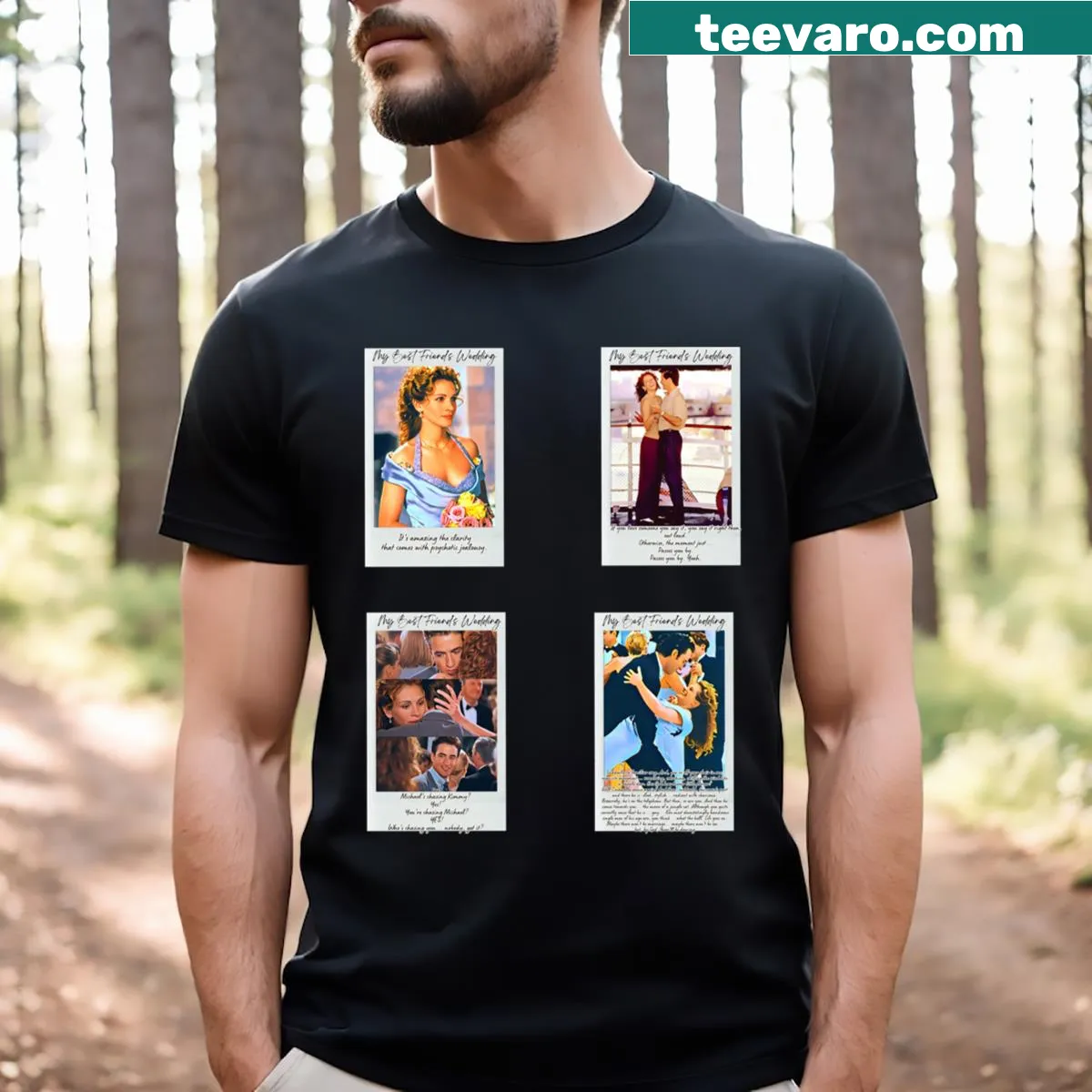 Text design celebrating friendship for a wedding. — on a men's t-shirt