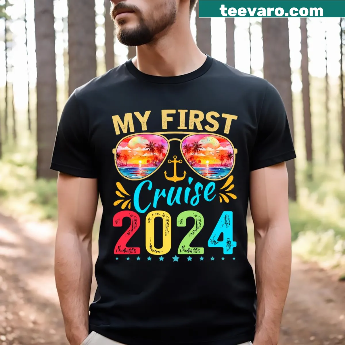 Fun cruise trip graphic for kids on a T-shirt. — on a men's t-shirt