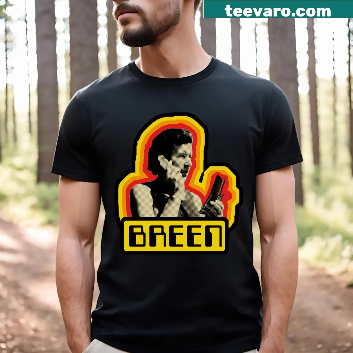 Retro t-shirt featuring 'Neil Breen Cell Phones' text design — on a men's t-shirt