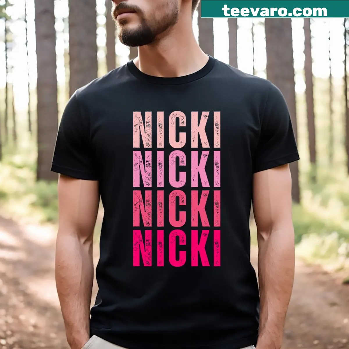 Vintage-style personalized T-shirt with 'I Love Nicki' text — on a men's t-shirt