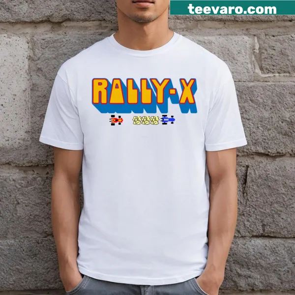 Bold Rally X logo on a casual t-shirt