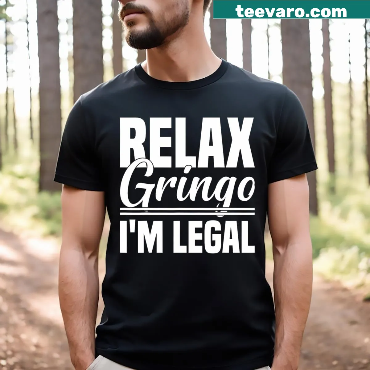 Funny t-shirt with the phrase Relax Gringo I'm Legal — on a men's t-shirt