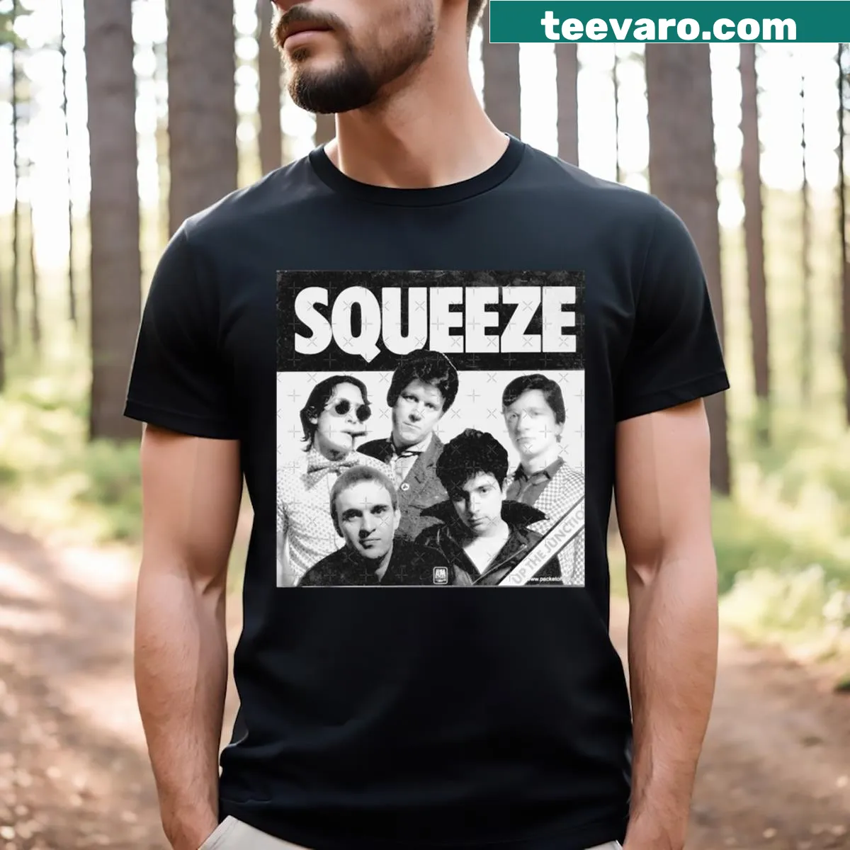 Retro rock band graphic t-shirt celebrating classic music culture — on a men's t-shirt