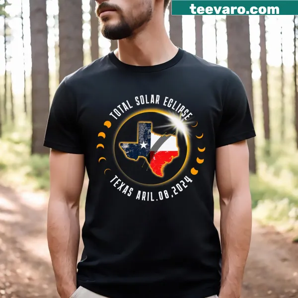 Texas-themed Solar Eclipse 2024 t-shirt graphic