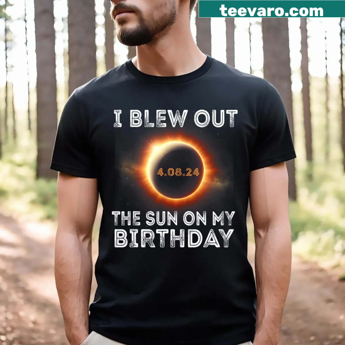 Funny birthday t-shirt with the phrase 'I Blew Out The Sun On My Birthday' and sun graphic — on a men's t-shirt