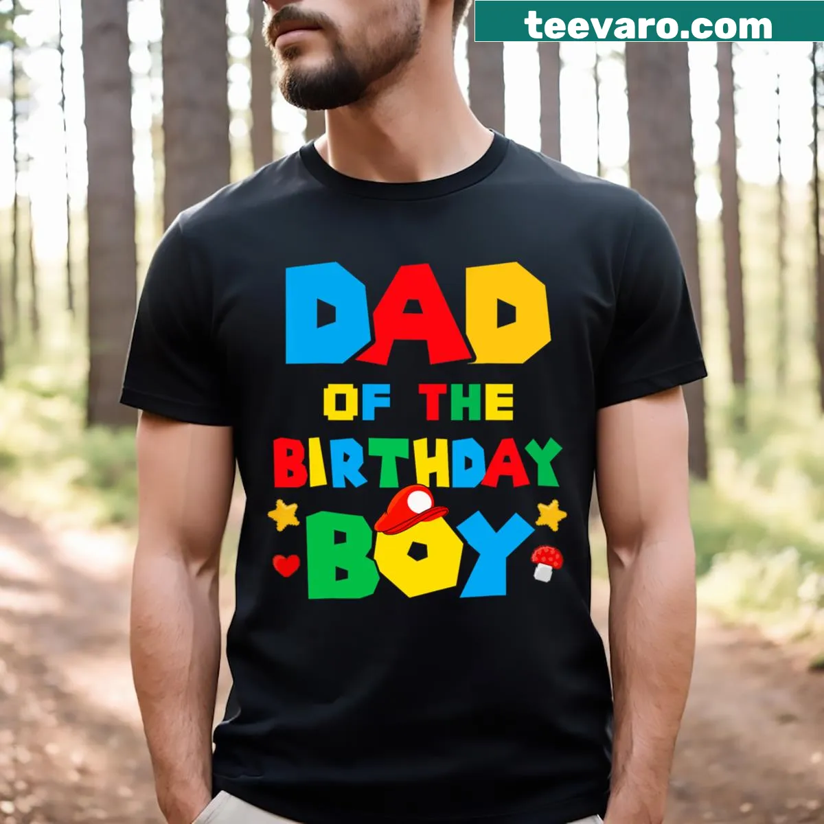 Playful Super Gamer Dad T-shirt for gaming fathers — on a men's t-shirt