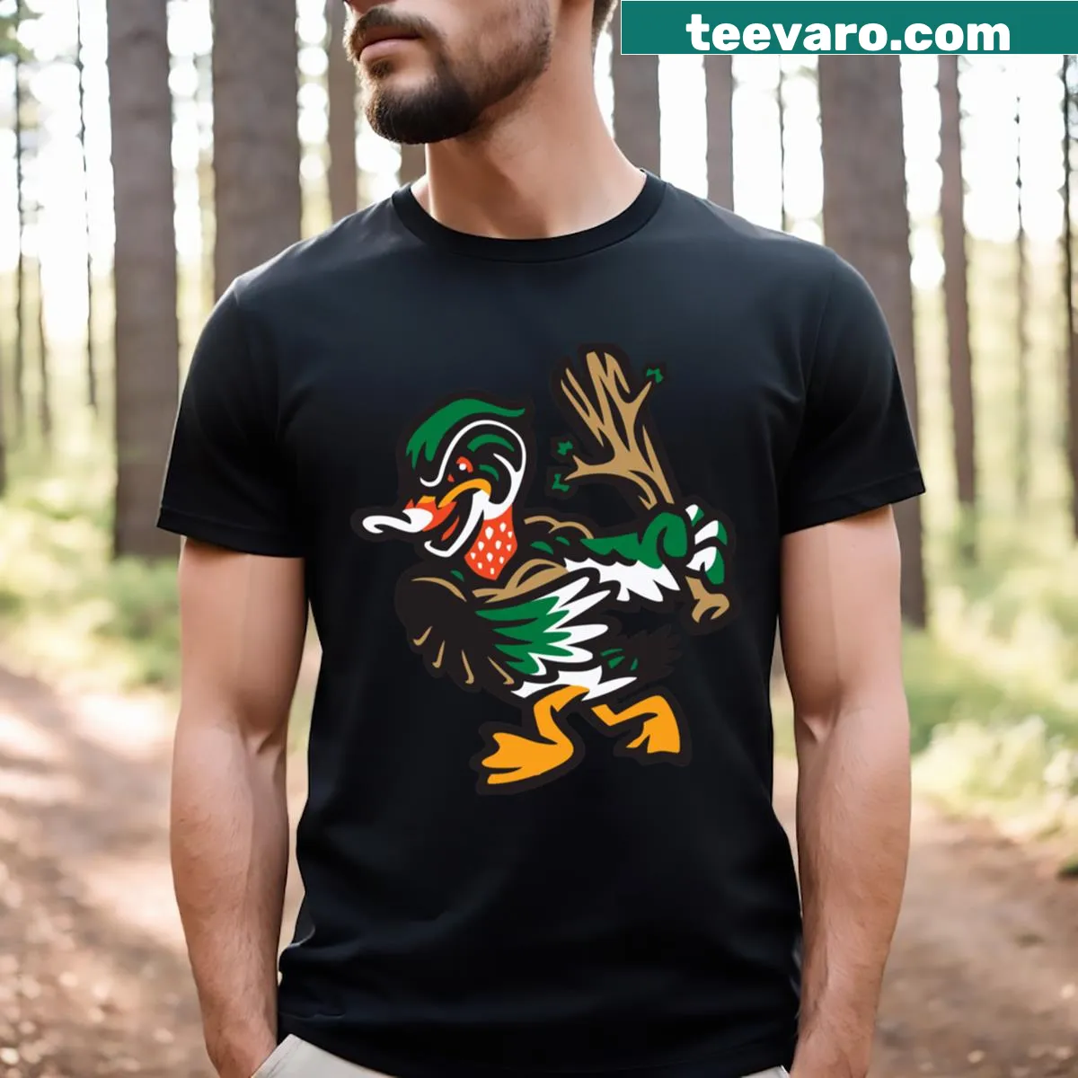 Down East Wood Ducks essential t-shirt with logo — on a men's t-shirt