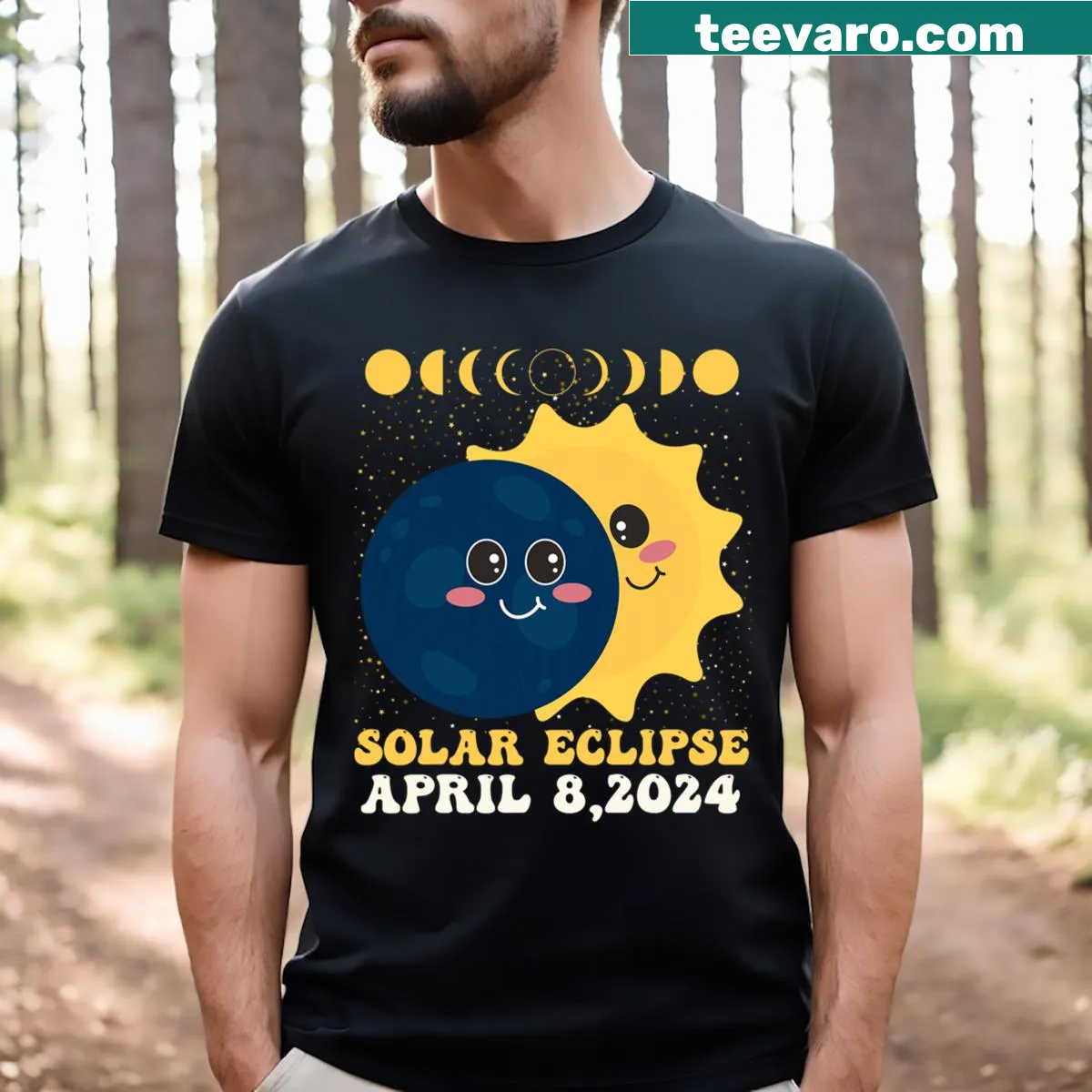 Cute kids t-shirt featuring a solar eclipse design — on a men's t-shirt