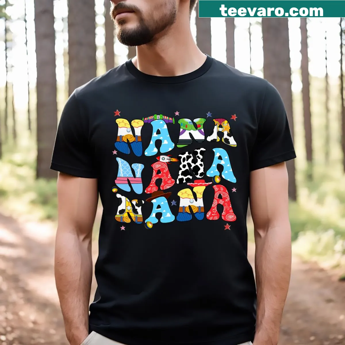 Funny T-shirt for grandparents featuring humorous text celebrating family stories. — on a men's t-shirt