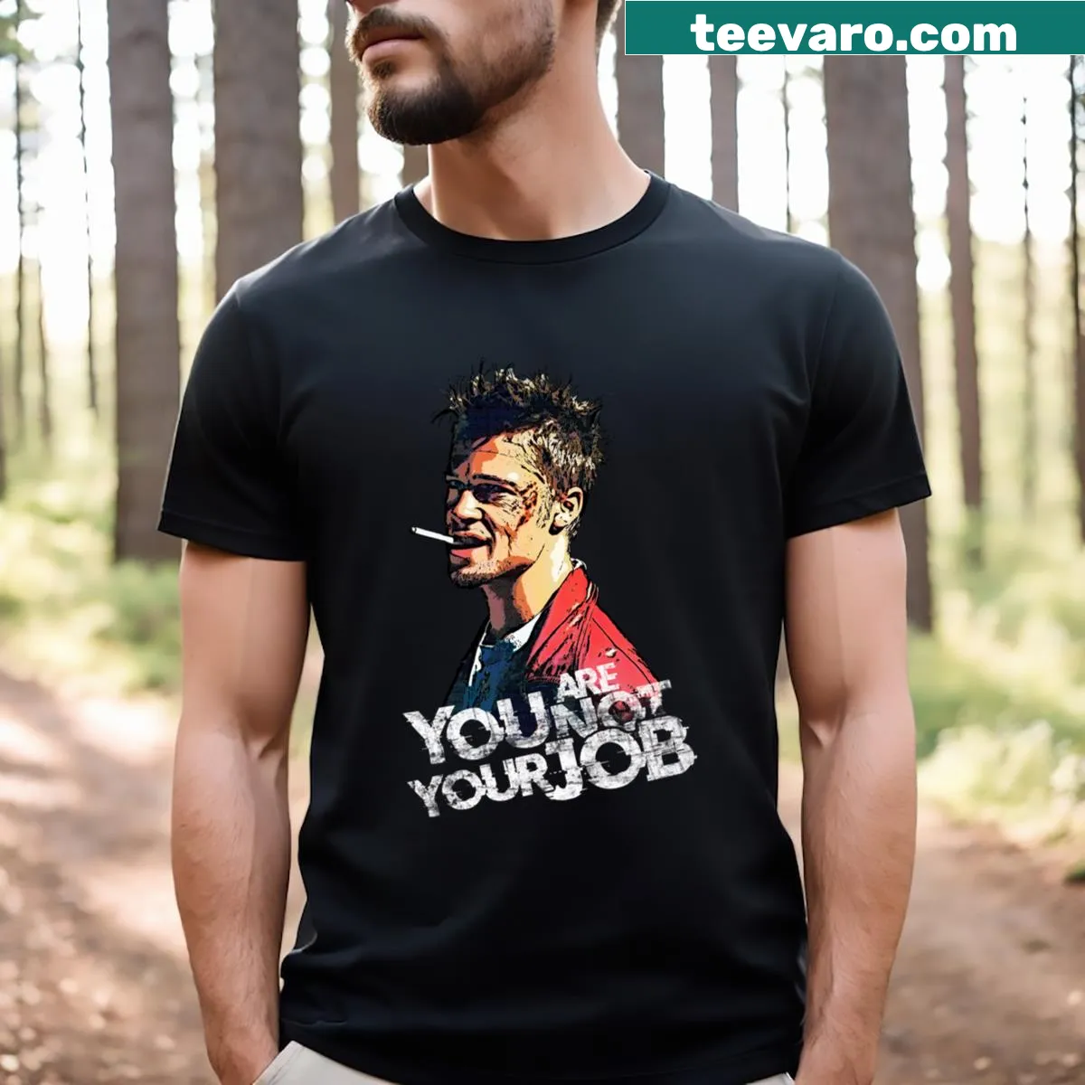 Fight Club themed t-shirt with striking Tyler Durden design — on a men's t-shirt