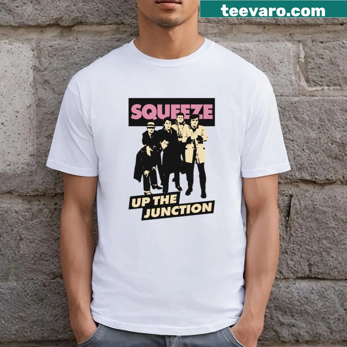 T-shirt with bold typography celebrating music in a fun way — on a men's t-shirt