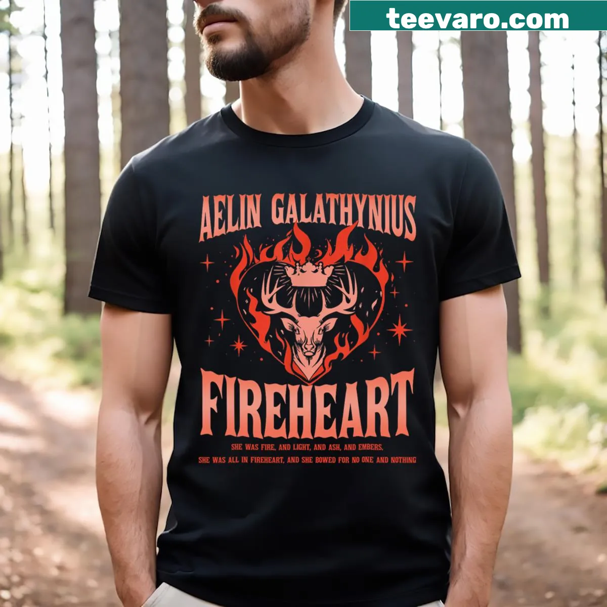 Vintage Aelin Galathynius Fireheart T-shirt with inspirational text — on a men's t-shirt
