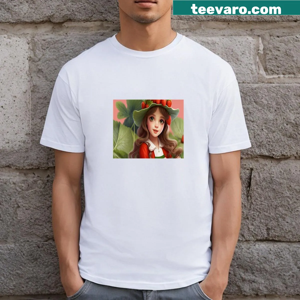 Vintage Strawberry Shortcake graphic t-shirt with a faded print — on a men's t-shirt