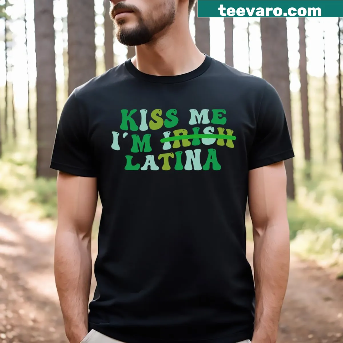 Funny St. Patrick's Day tee with 'Kiss Me I'm Irish' slogan. — on a men's t-shirt