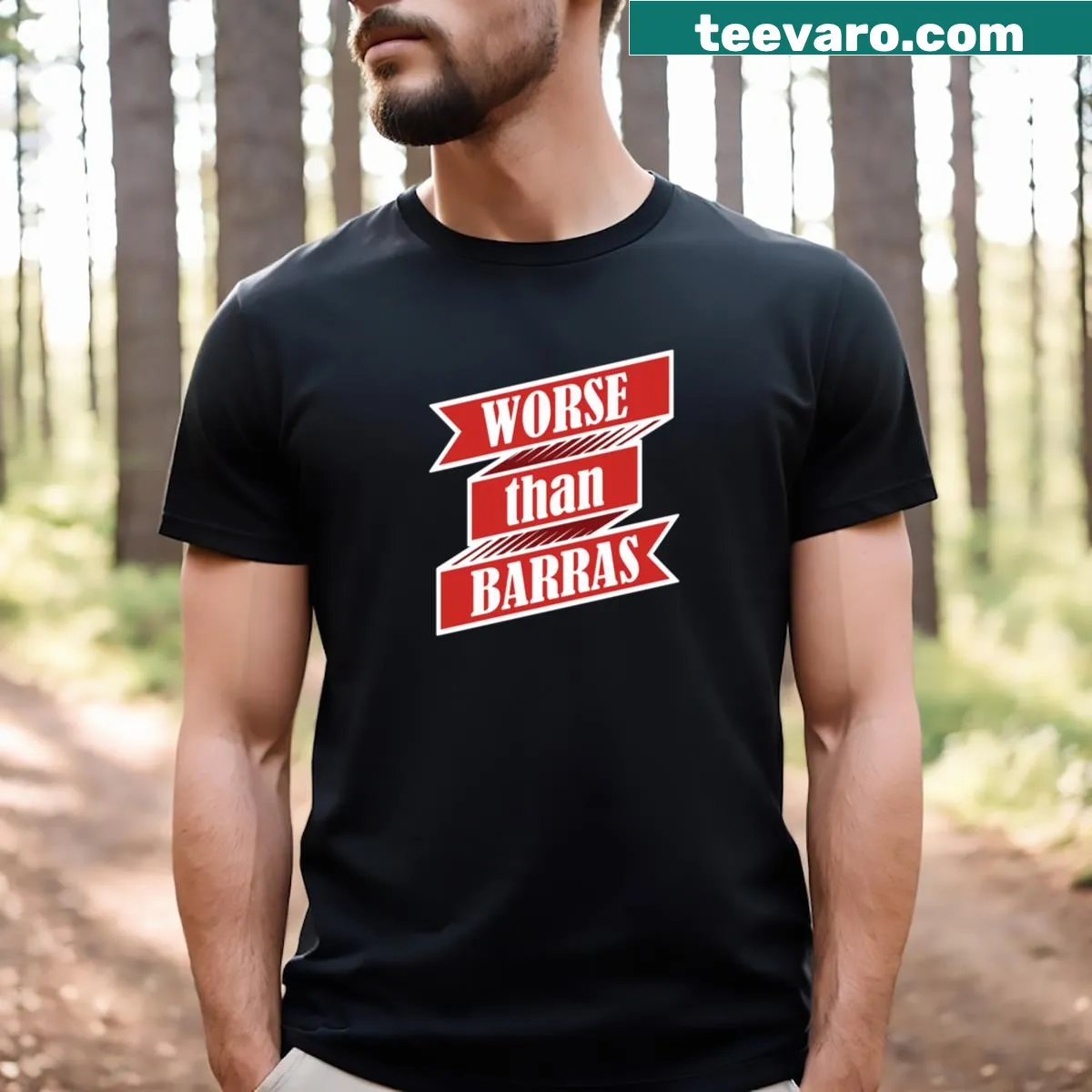 Vintage-style band graphic for Worse Than Barras — on a men's t-shirt