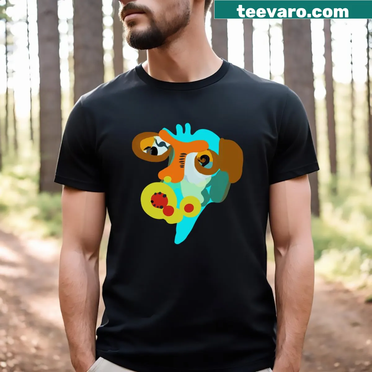 Abstract typography design on an artistic portrait t-shirt — on a men's t-shirt