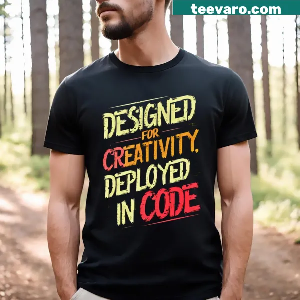 Graphic t-shirt with coding themes and playful typography