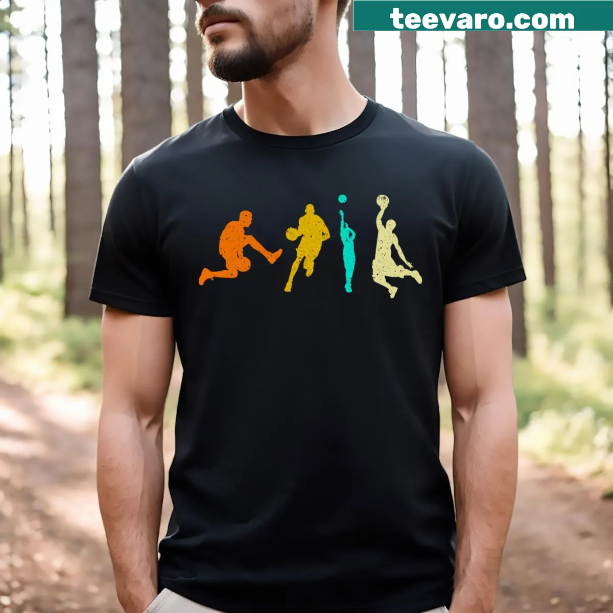 Vintage-style T-shirt celebrating basketball families and coaching — on a men's t-shirt
