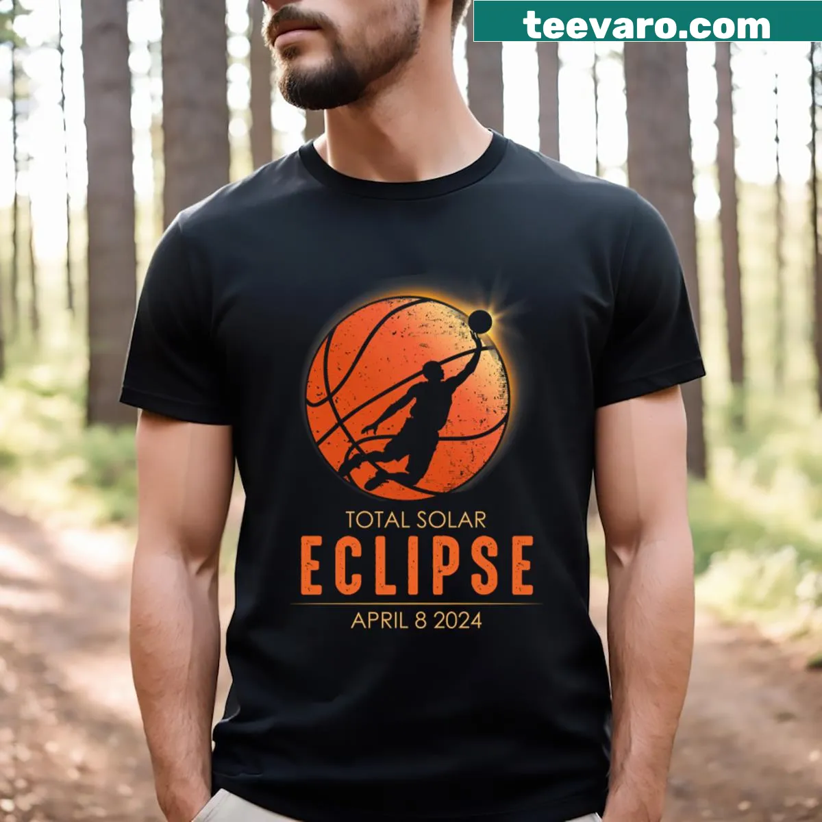 Illustration of a basketball with a solar eclipse theme on a t-shirt — on a men's t-shirt