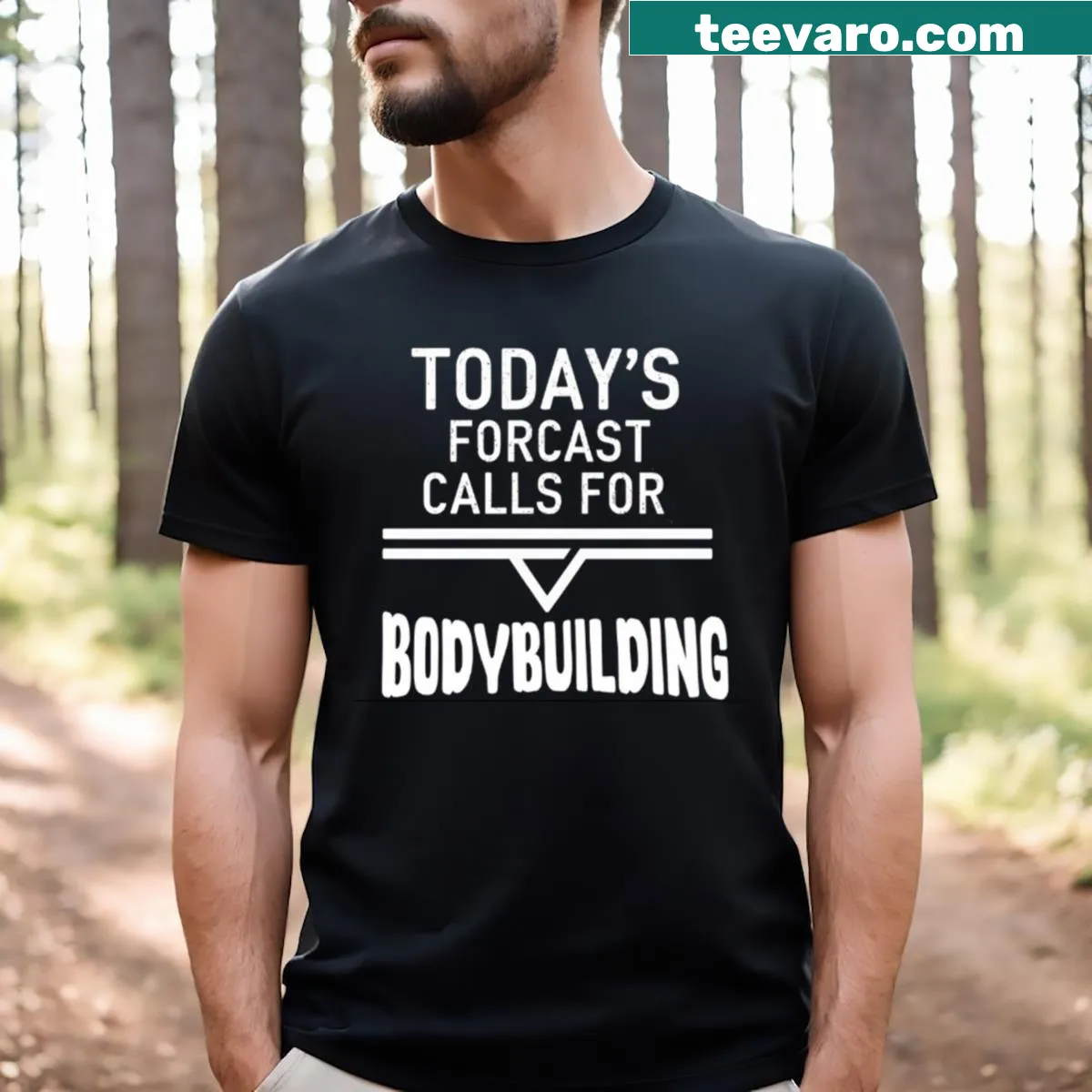 Motivational typography graphic for bodybuilding on a t-shirt — on a men's t-shirt