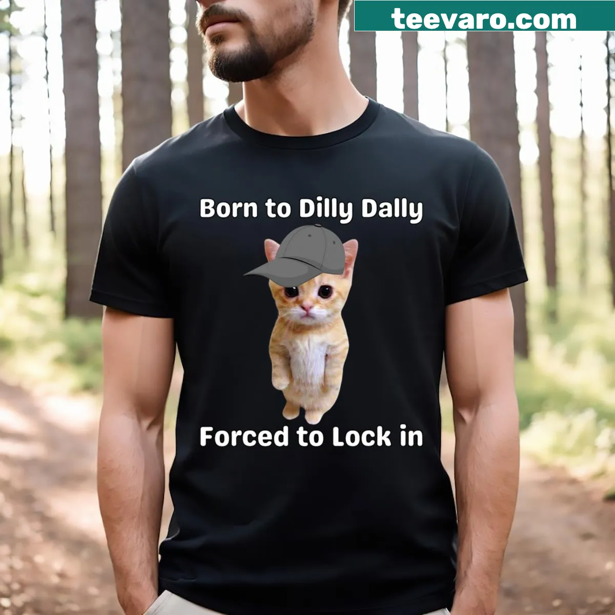 Funny cat t-shirt with quote about laziness and pet care — on a men's t-shirt