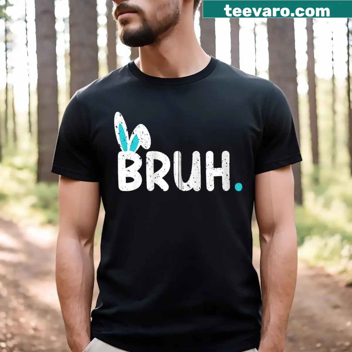 Funny t-shirt with 'Bruh' meme phrase for Easter — on a men's t-shirt