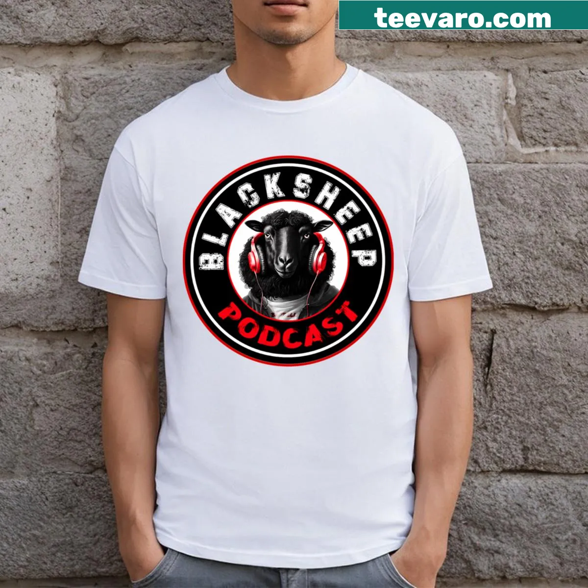 T-shirt with playful design featuring BSB Podcast title. — on a men's t-shirt