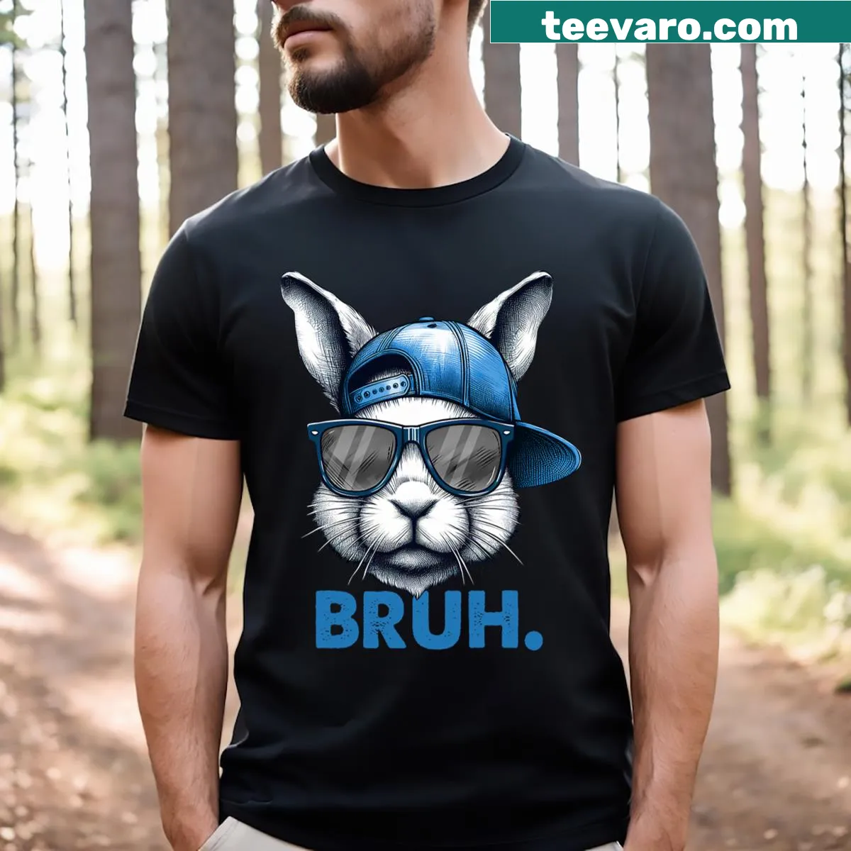 Funny bunny face T-shirt with meme saying for boys — on a men's t-shirt