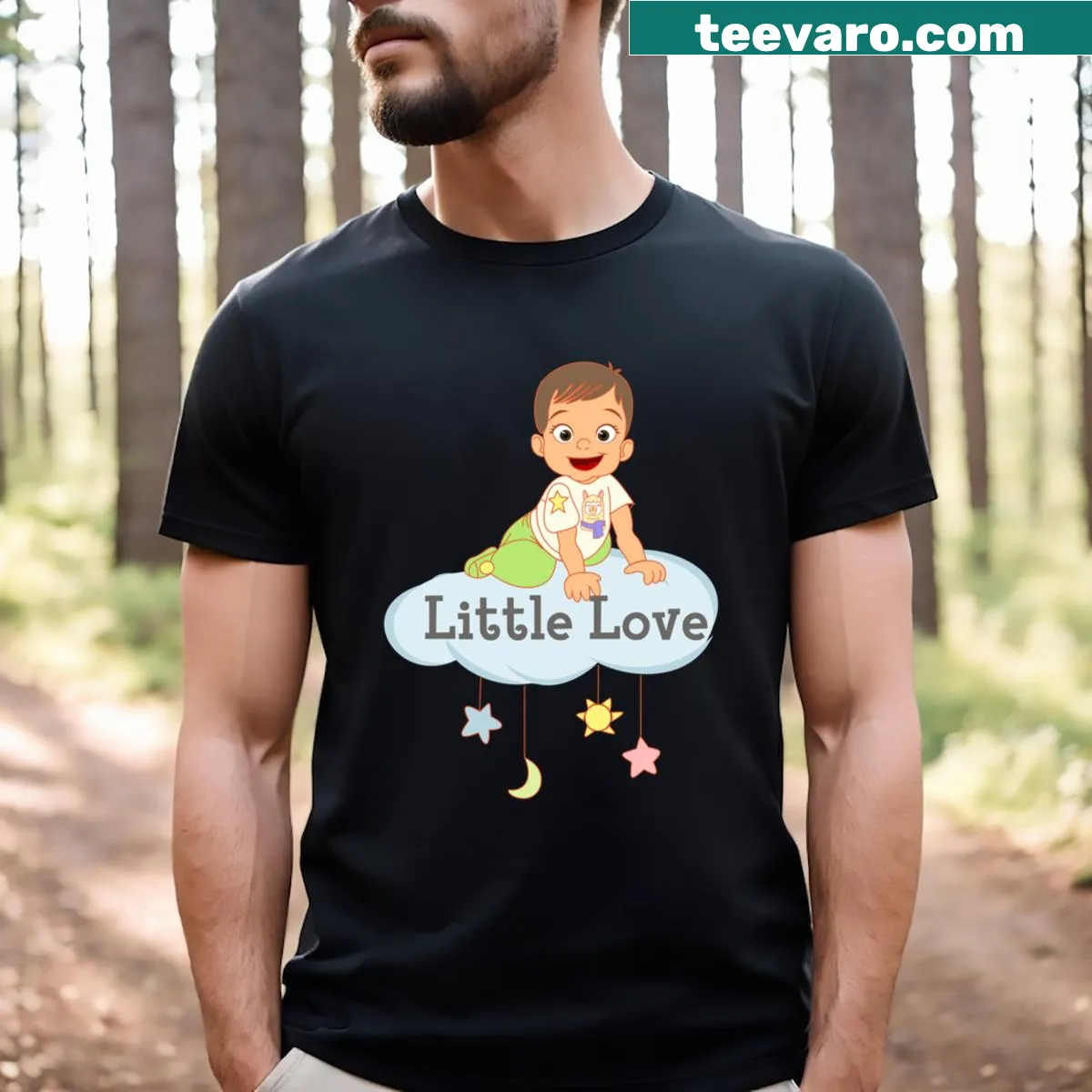 Cute T-shirt featuring a whimsical celestial design for kids — on a men's t-shirt
