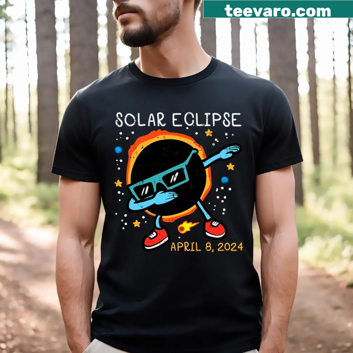 Text shirt with 'Dab Sun' celebrating the 2024 solar eclipse — on a men's t-shirt