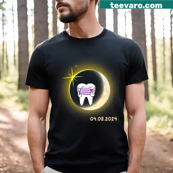 Unique dentist-themed graphic for the 2024 solar eclipse on a t-shirt