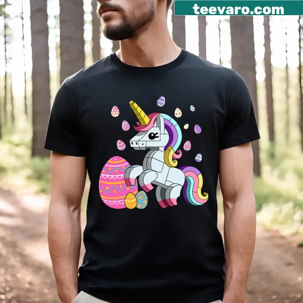 Unicorn lover t-shirt with building blocks design for Easter