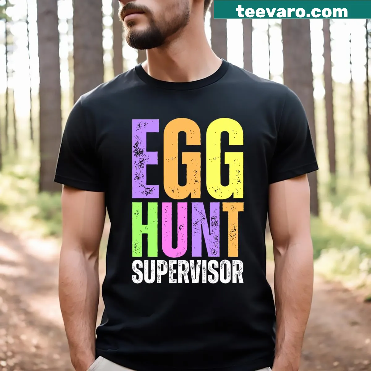 Funny supervisor Easter Egg Hunt T-shirt for parents — on a men's t-shirt