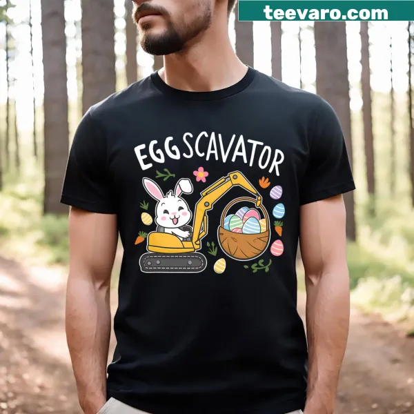 Eggscavator Easter Egg Hunt T-shirt with construction truck design