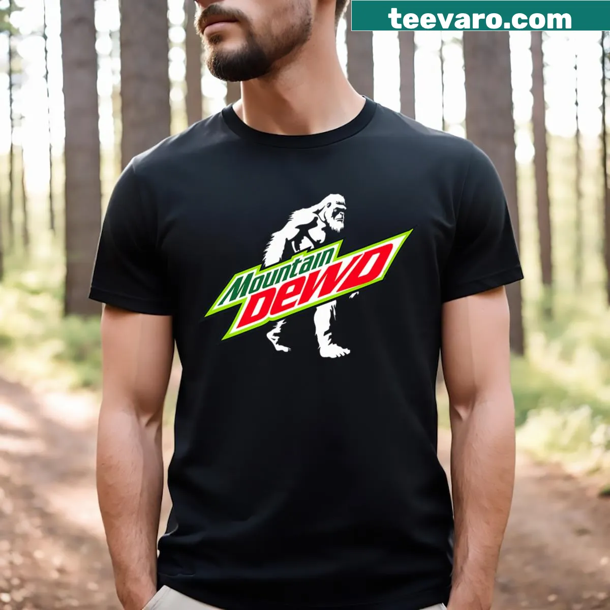 Funny hiking T-shirt featuring a humorous Bigfoot design — on a men's t-shirt