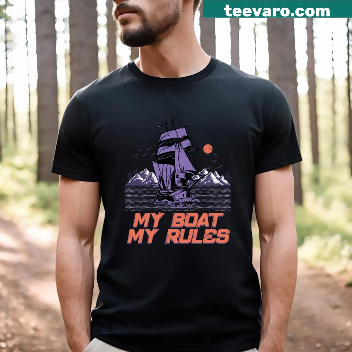 Funny captain boating t-shirt with playful typography — on a men's t-shirt