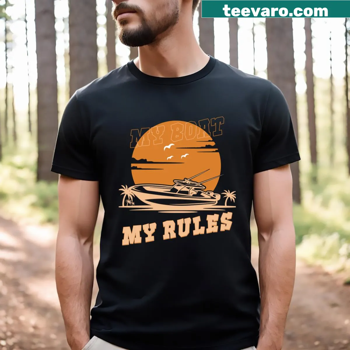 Text design stating 'Captain My Boat, My Rules' — on a men's t-shirt
