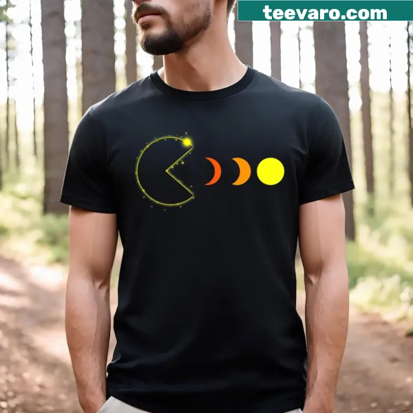 Gamer t-shirt celebrating the 2024 total solar eclipse with humor