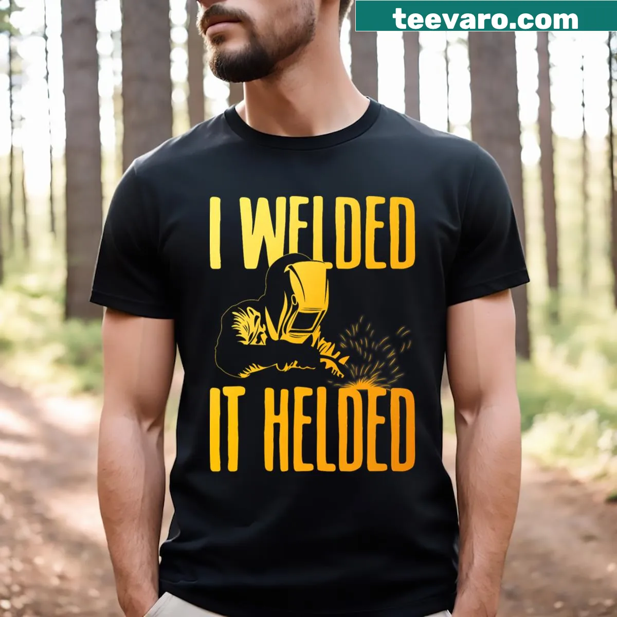 Funny welding art t-shirt for men featuring welding graphics — on a men's t-shirt