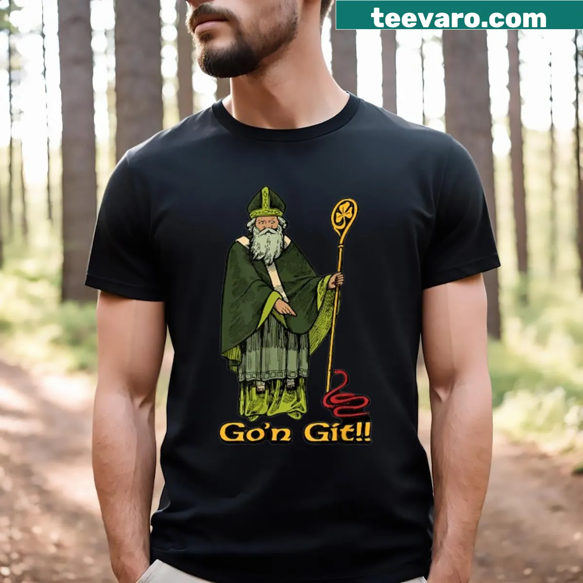 Funny St. Patrick's Day t-shirt with the phrase 'Go'n Git' in bold text — on a men's t-shirt