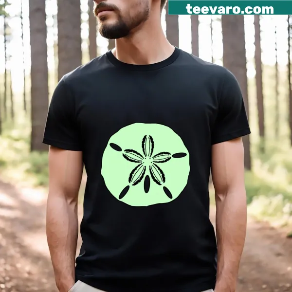 Illustrated green sand dollar on a t-shirt