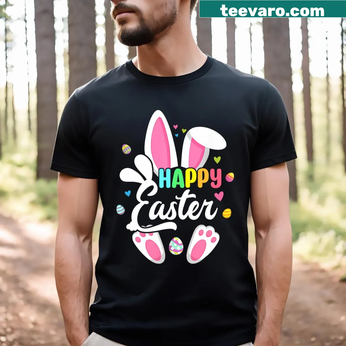 Happy Easter Bunny graphic T-shirt for kids — on a men's t-shirt
