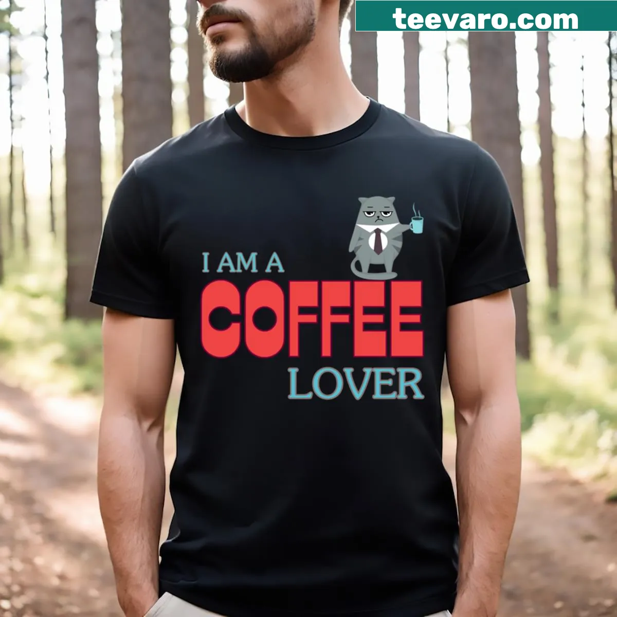 Simple design T-shirt stating I Am A Coffee Lover for coffee fans — on a men's t-shirt